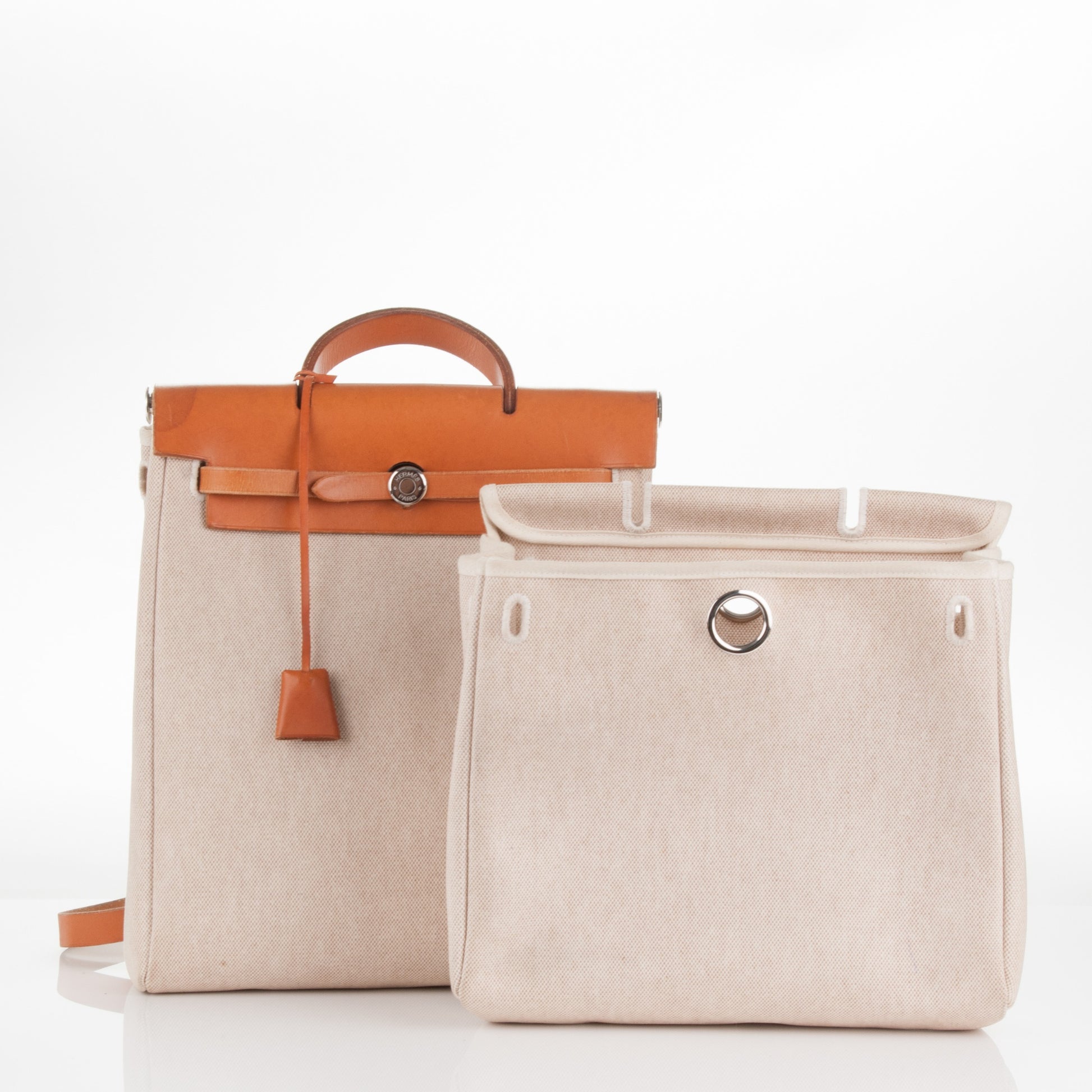 Hermes Toile Vache Calfskin Herbag 30 PM Backpack Natural 8 of 15