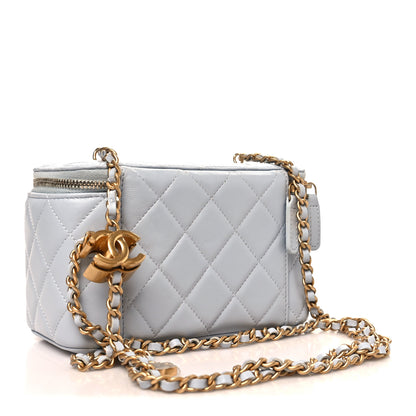 Chanel Lambskin Quilted Small CC Vanity Case With Chain Light Blue 3 of 11
