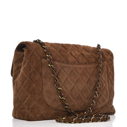 Chanel Suede Quilted Jumbo Single Flap Brown 3 of 9