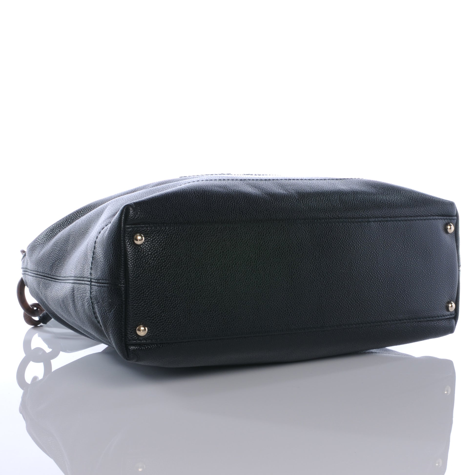 Chanel Caviar CC Wood Chain Hobo Black 4 of 7