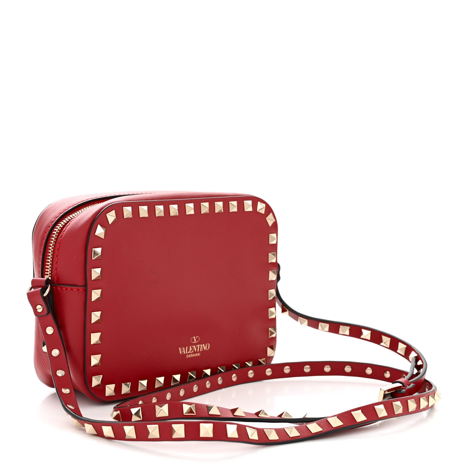 Valentino Garavani Calfskin Rockstud Camera Crossbody Bag Rubino 3 of 9