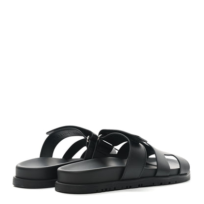 Hermes Calfskin Womens Chypre Sandals 36.5 Black 4 of 10