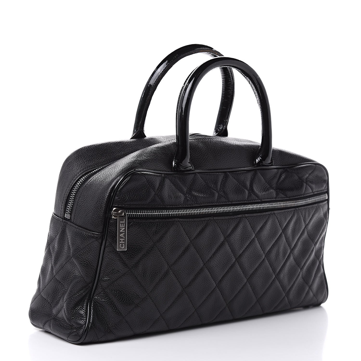 Chanel Caviar Patent Quilted Large Bowler Black 3 of 15