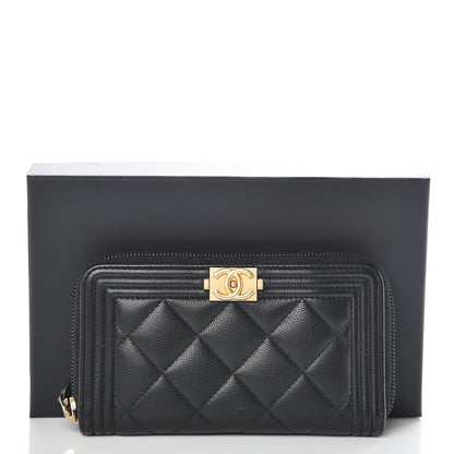 Chanel Caviar Quilted Small Boy Zip Around Wallet Black 11 of 11