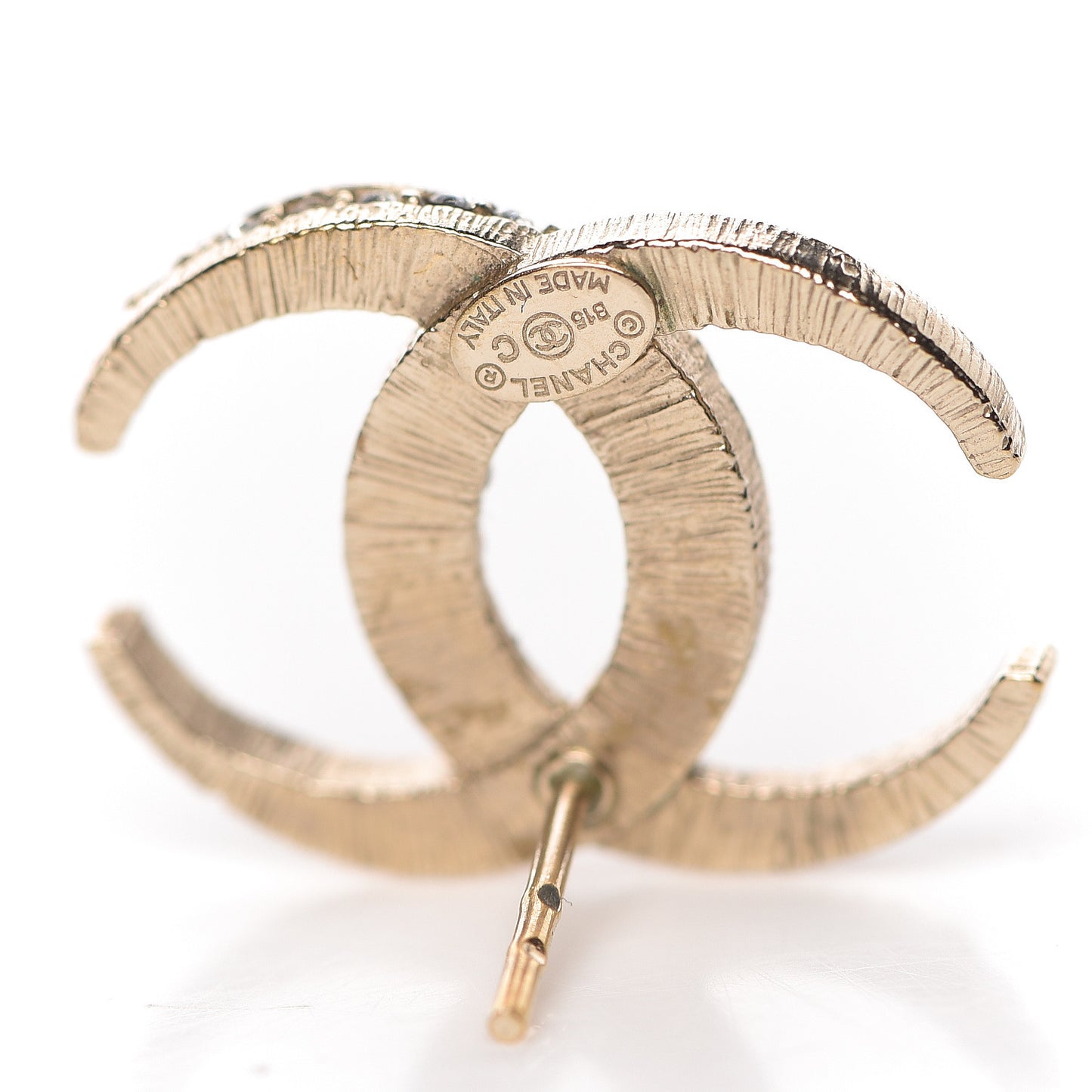 Crystal CC Moon Earrings Gold