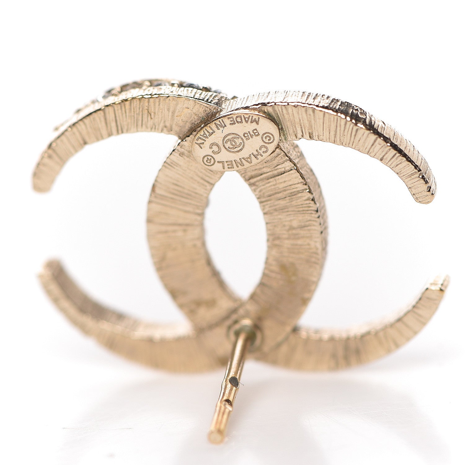 Chanel Crystal CC Moon Earrings Gold 4 of 7