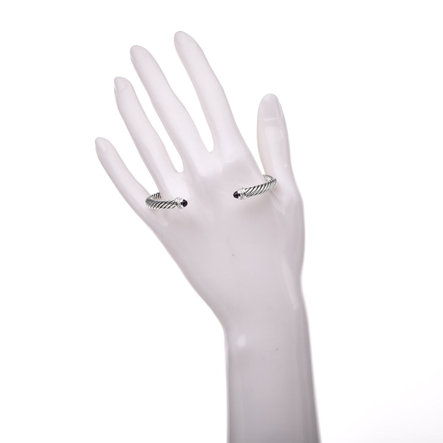 Sterling Silver Diamond Amethyst 5mm Cable Classics Bracelet