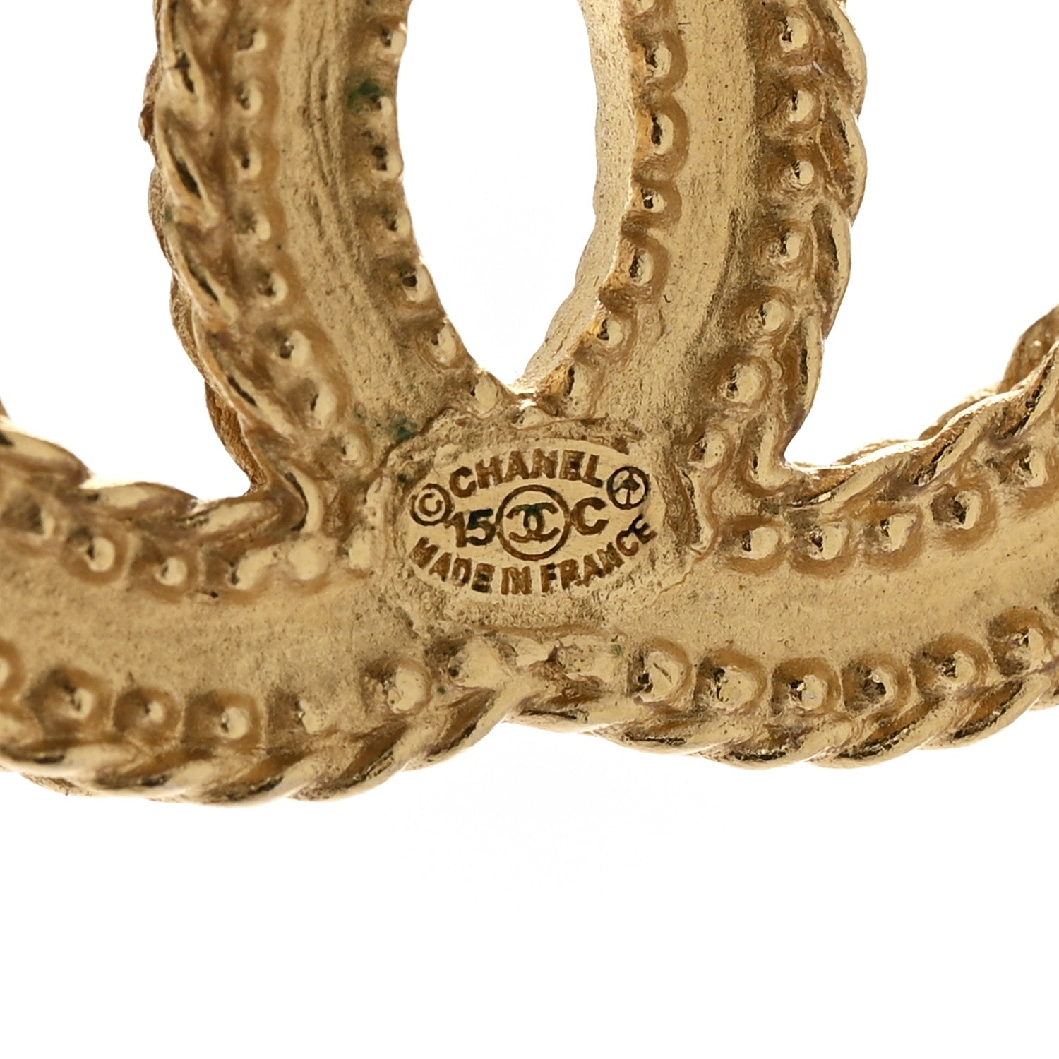 Chanel CC Drop Earrings Matte Gold 4 of 5