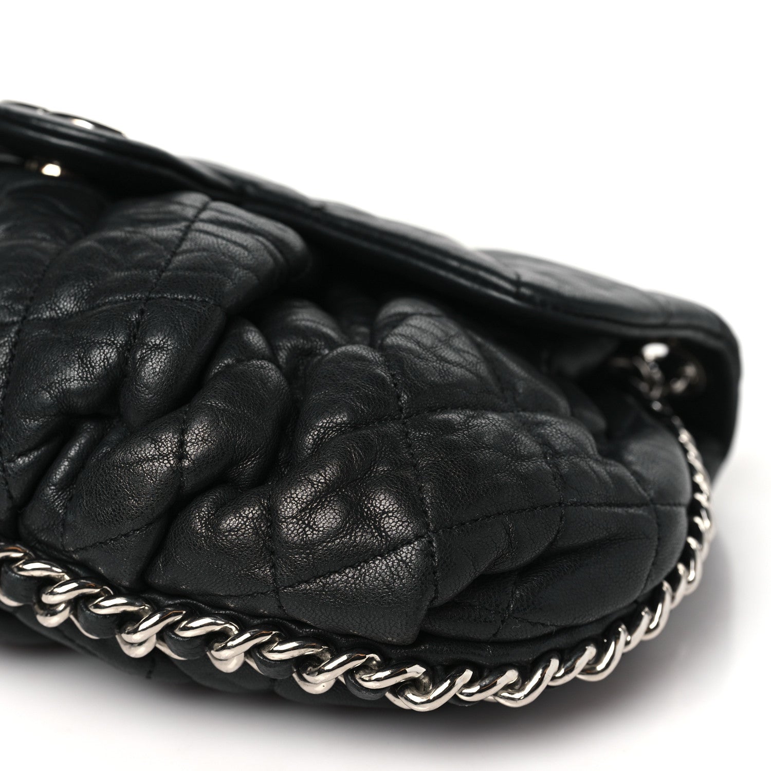 Chanel Washed Lambskin Quilted Medium Chain Around Messenger Black 10 of 10