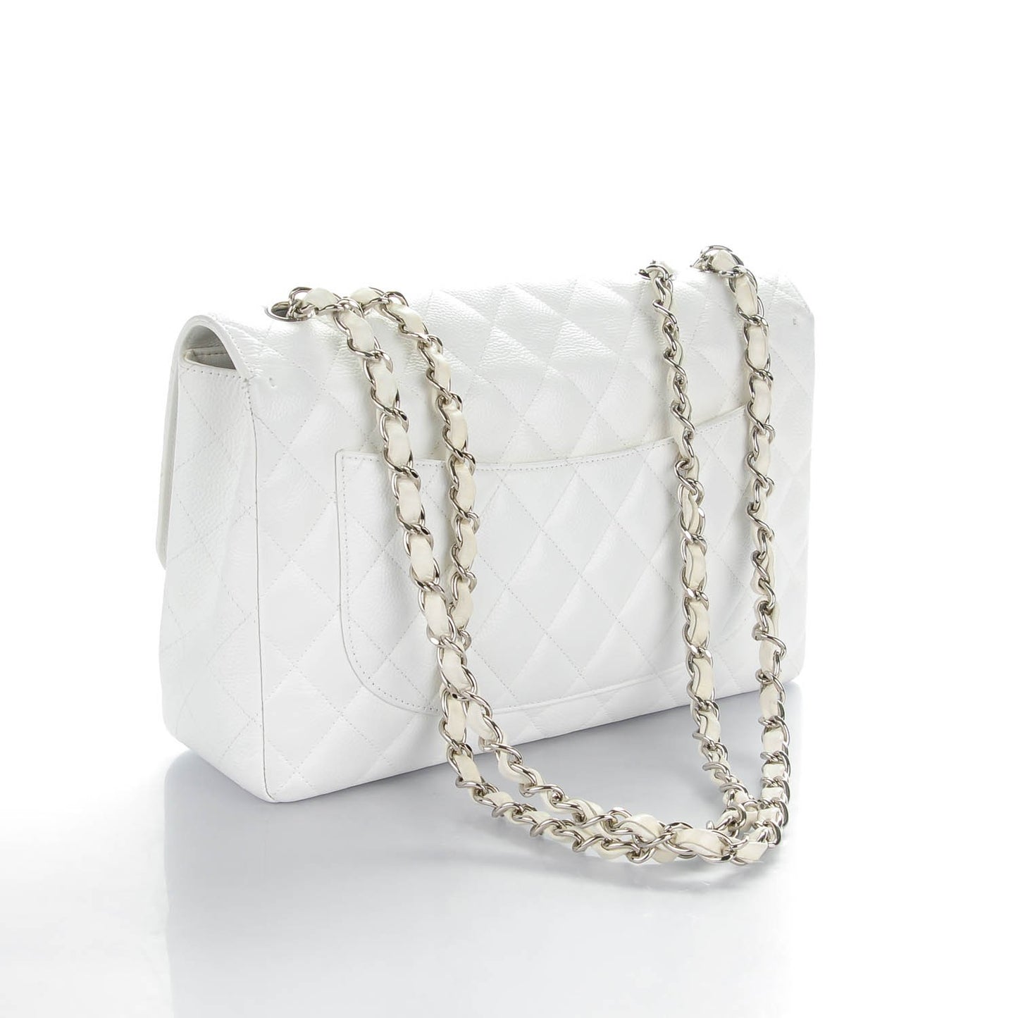 Caviar Quilted Jumbo Single Flap White