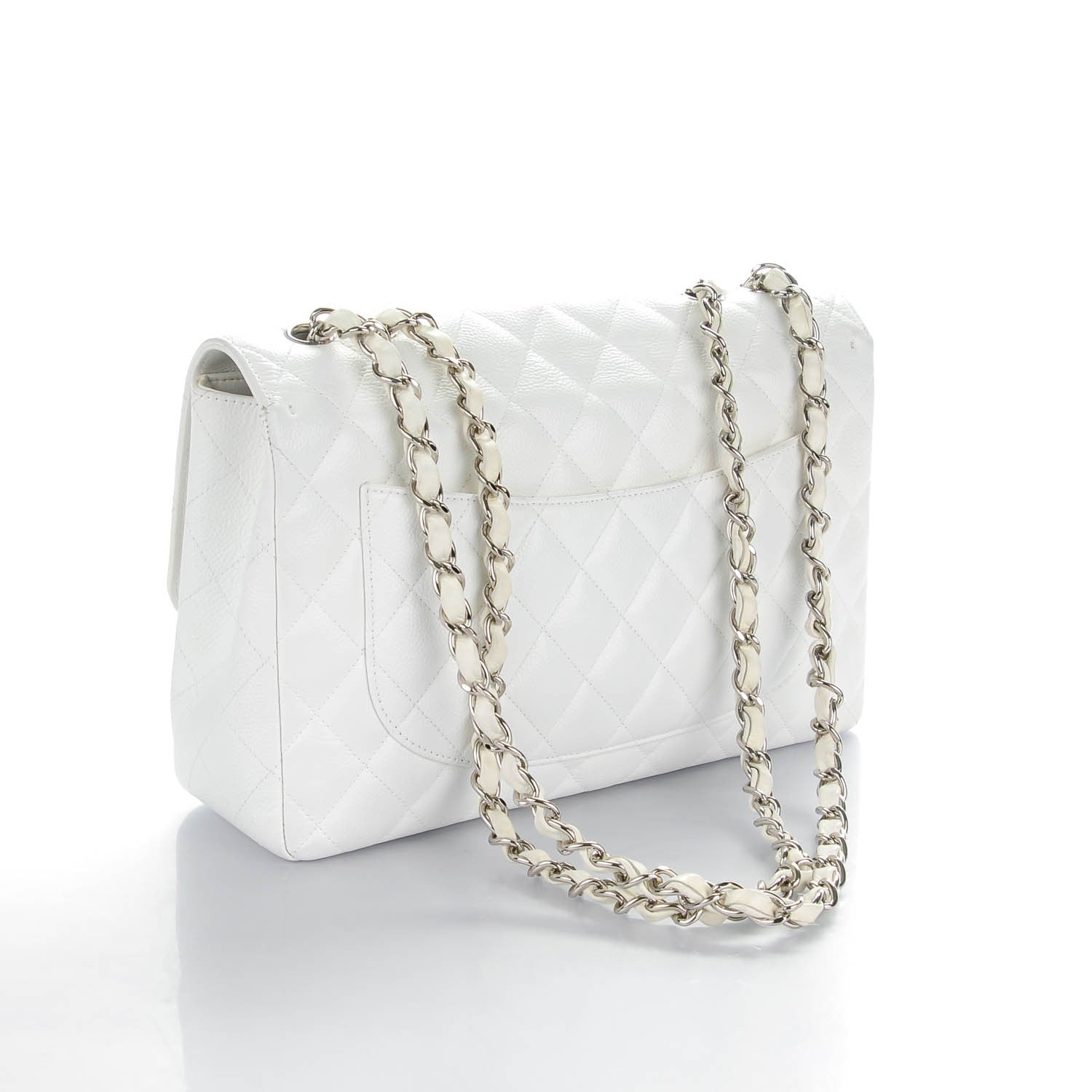 Chanel Caviar Quilted Jumbo Single Flap White 3 of 8