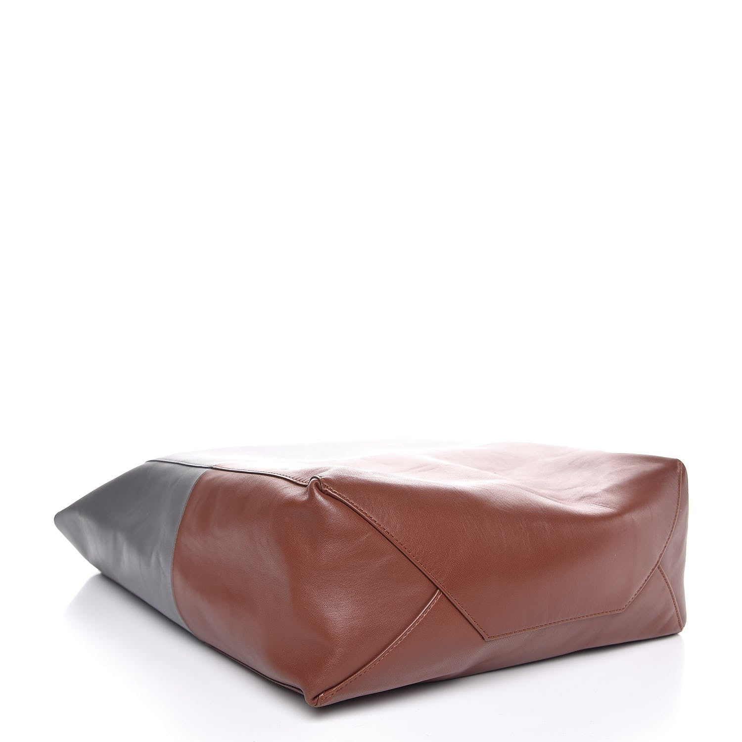 Celine Lambskin Vertical Bi-Cabas Grey Cognac 4 of 8