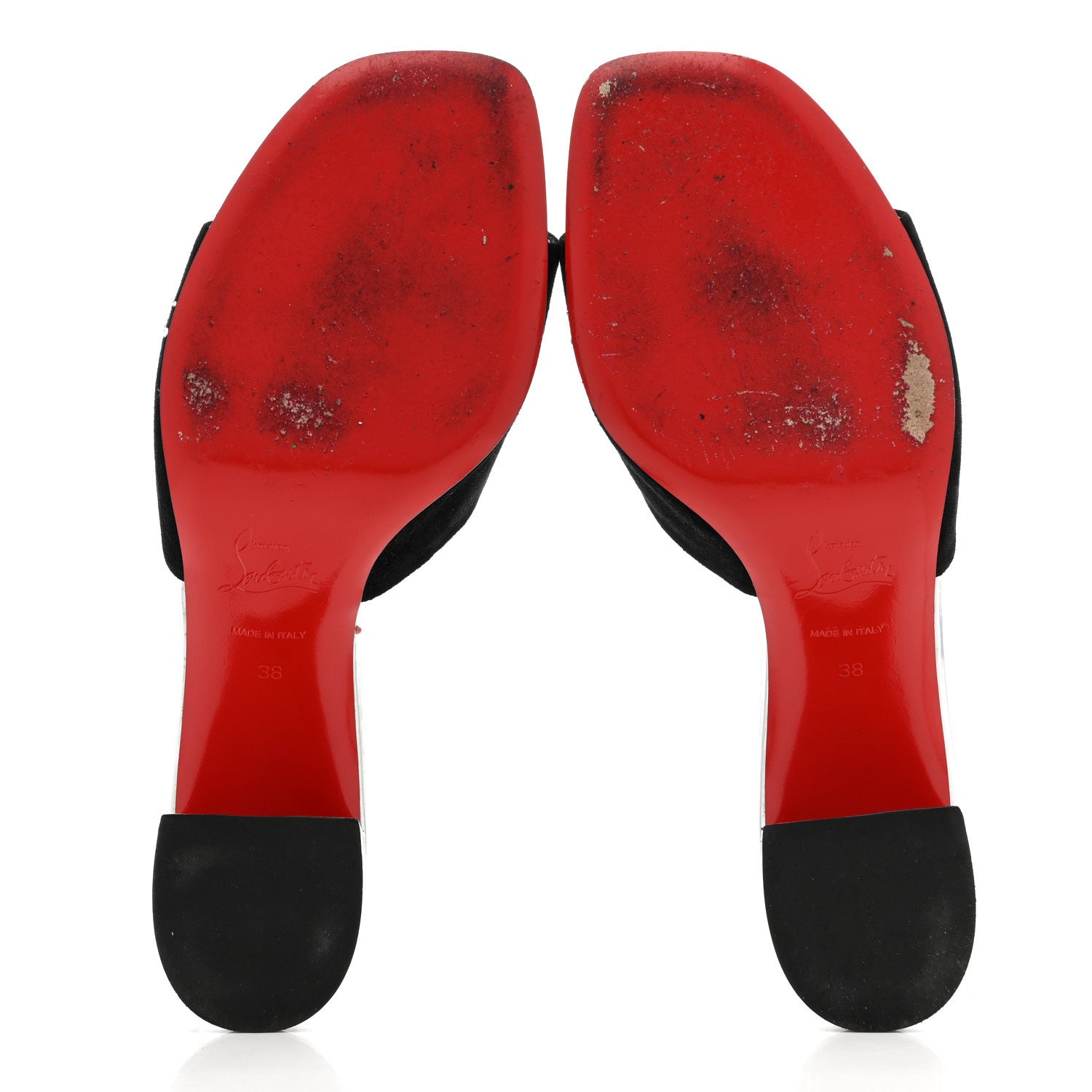 Christian Louboutin Veau Velours Specchio Dear Home 55 Slide Sandals 38 Black Crystal 6 of 11