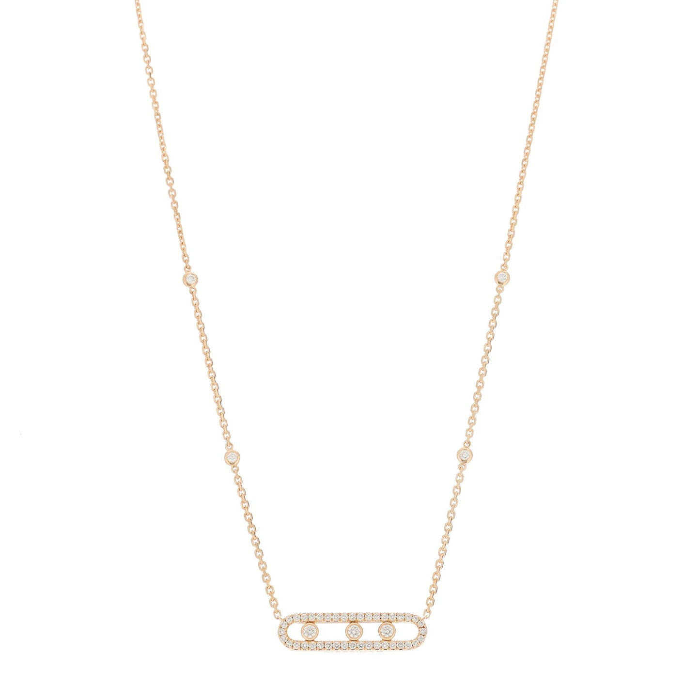 18K Rose Gold Diamond Baby Move Classic Pave Necklace