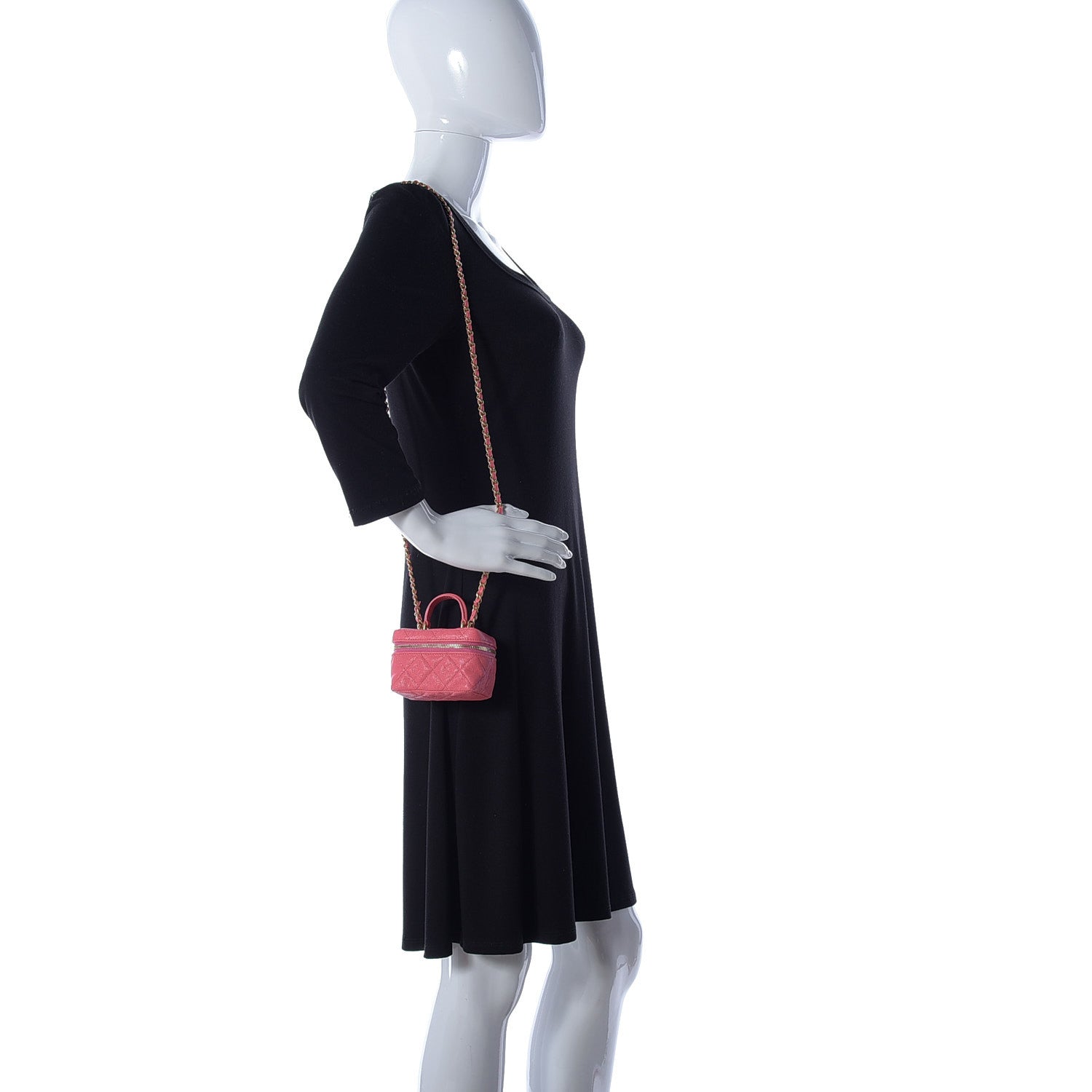 Chanel Caviar Quilted Mini Top Handle Vanity With Chain Pink 2 of 12