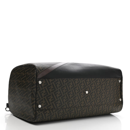 Fendi Glazed Fabric Vitello Liberty FF 1974 Diagonal Duffle Bag Tobacco Moresco Black 3 of 9