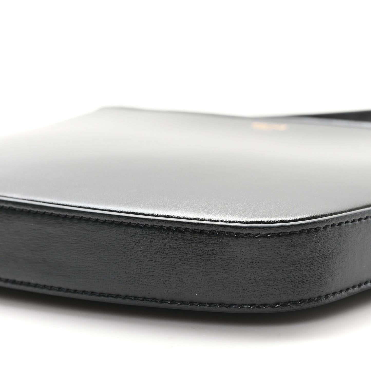 Shiny Calfskin Medium Croque Bag Black