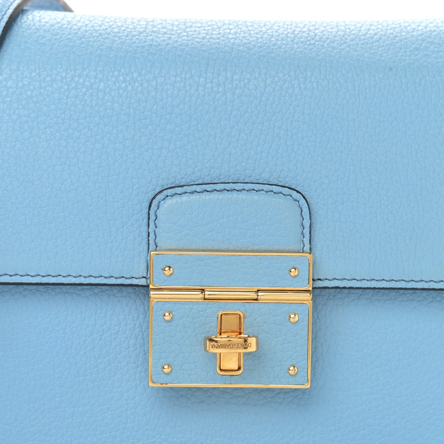 Dolce & Gabbana Grained Calfskin Rosalia Shoulder Bag Light Blue 7 of 12