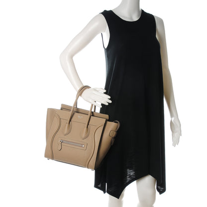 Celine Drummed Calfskin Micro Luggage Taupe 2 of 8
