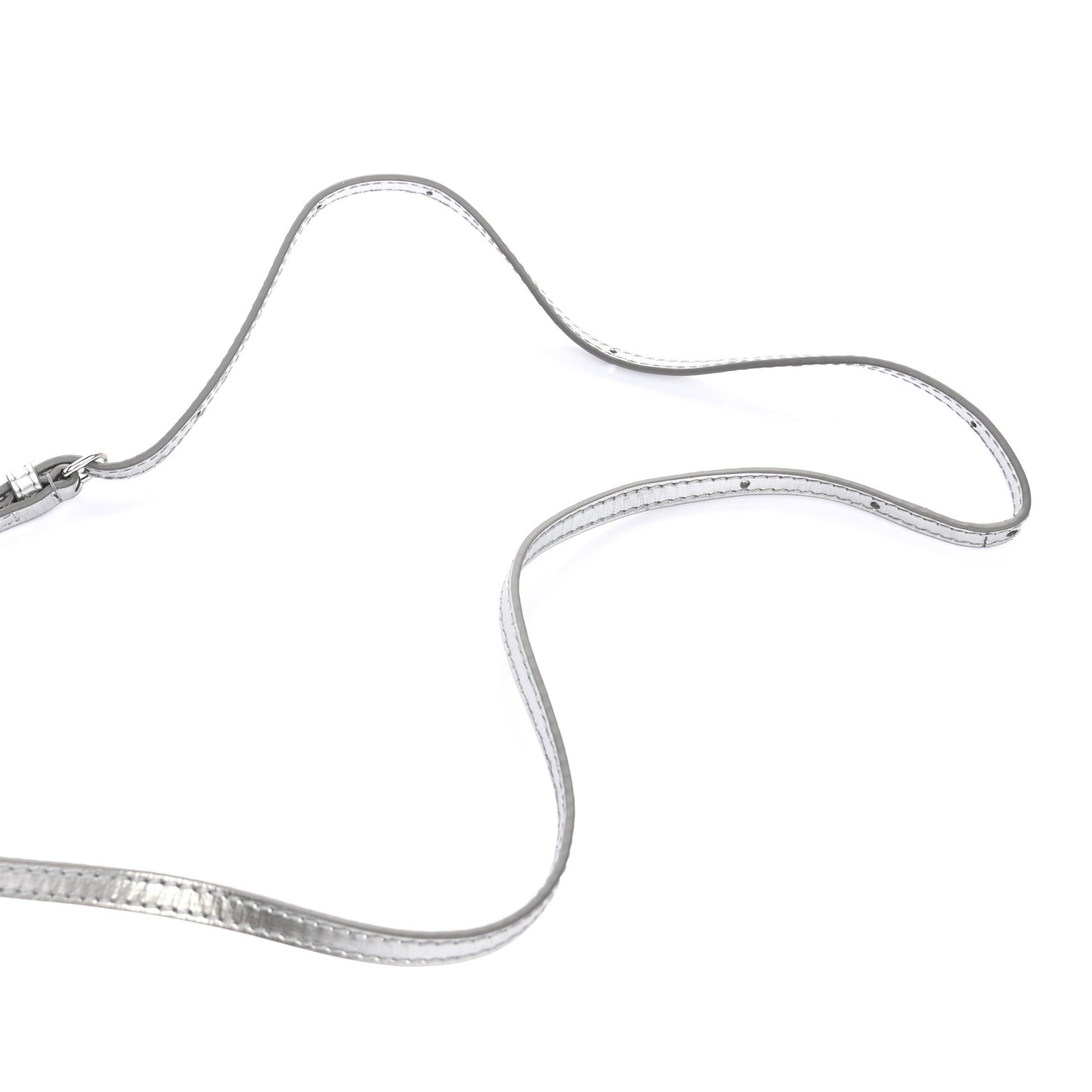 Metallic Textured Calfskin Logo Shopping Phone Holder Bag Silver