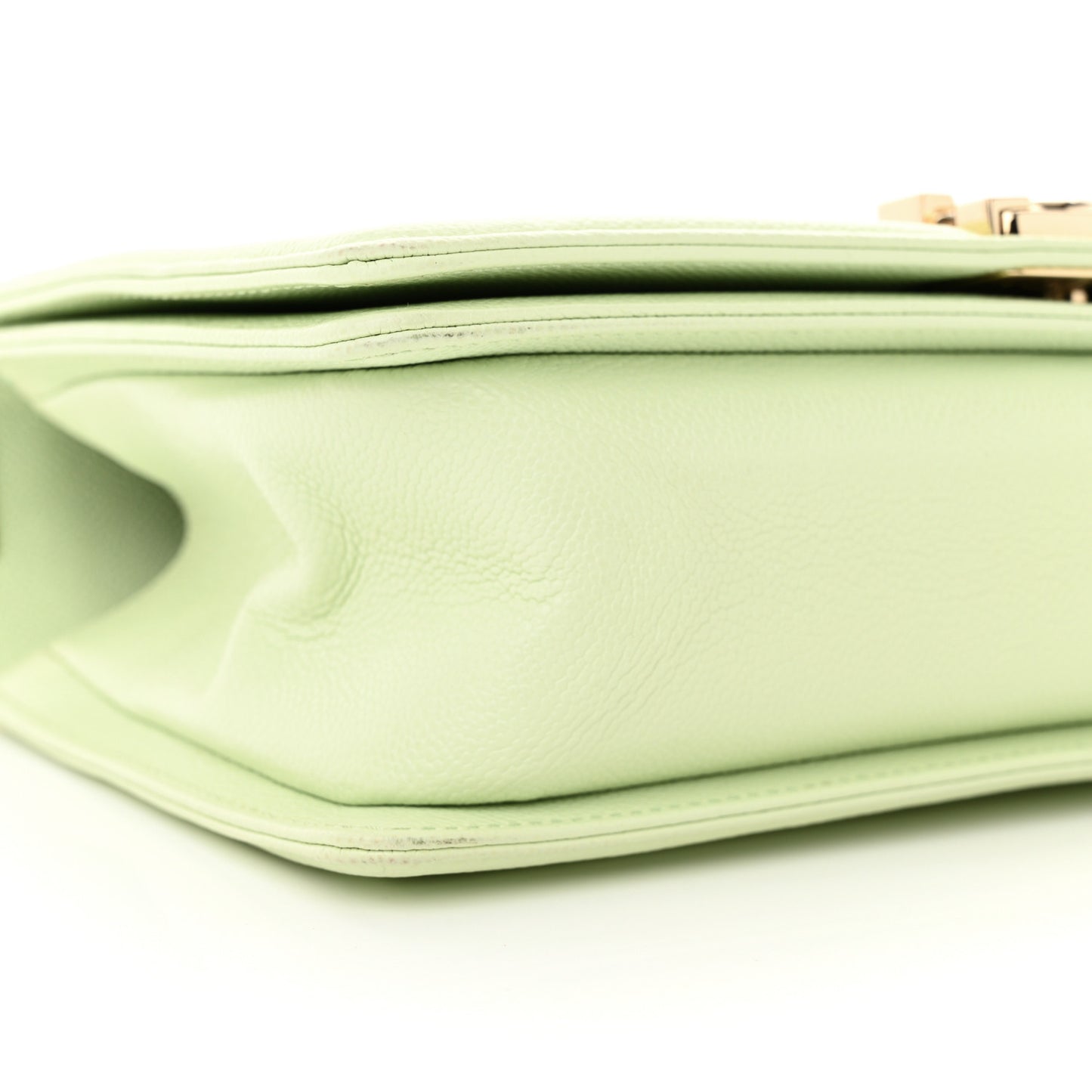Caviar Chevron Quilted Medium Boy Flap Light Green