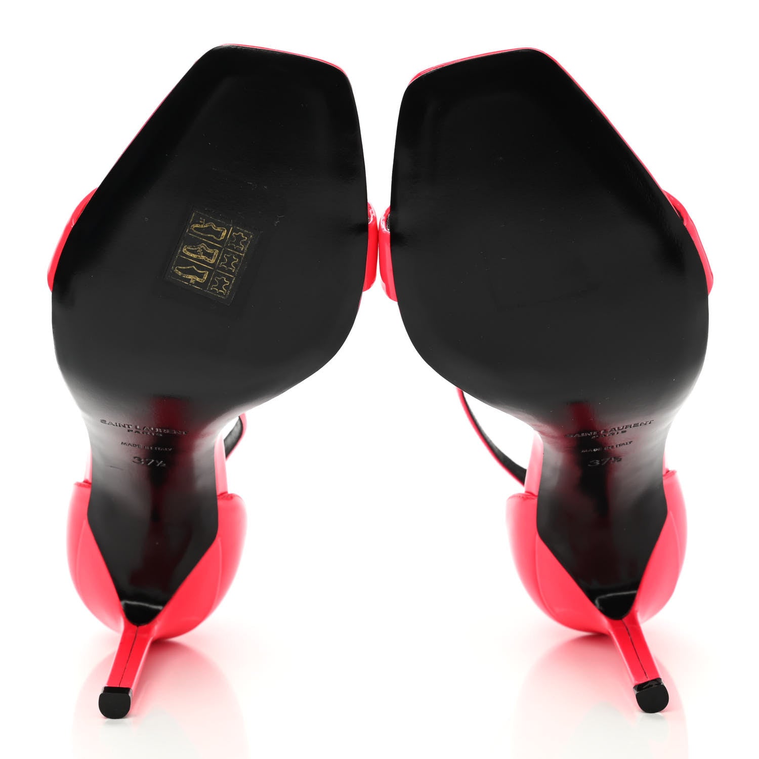 Saint Laurent Patent Calfskin Amber 105 Ankle Strap Sandals 37.5 Fuchsia Fluo 8 of 18