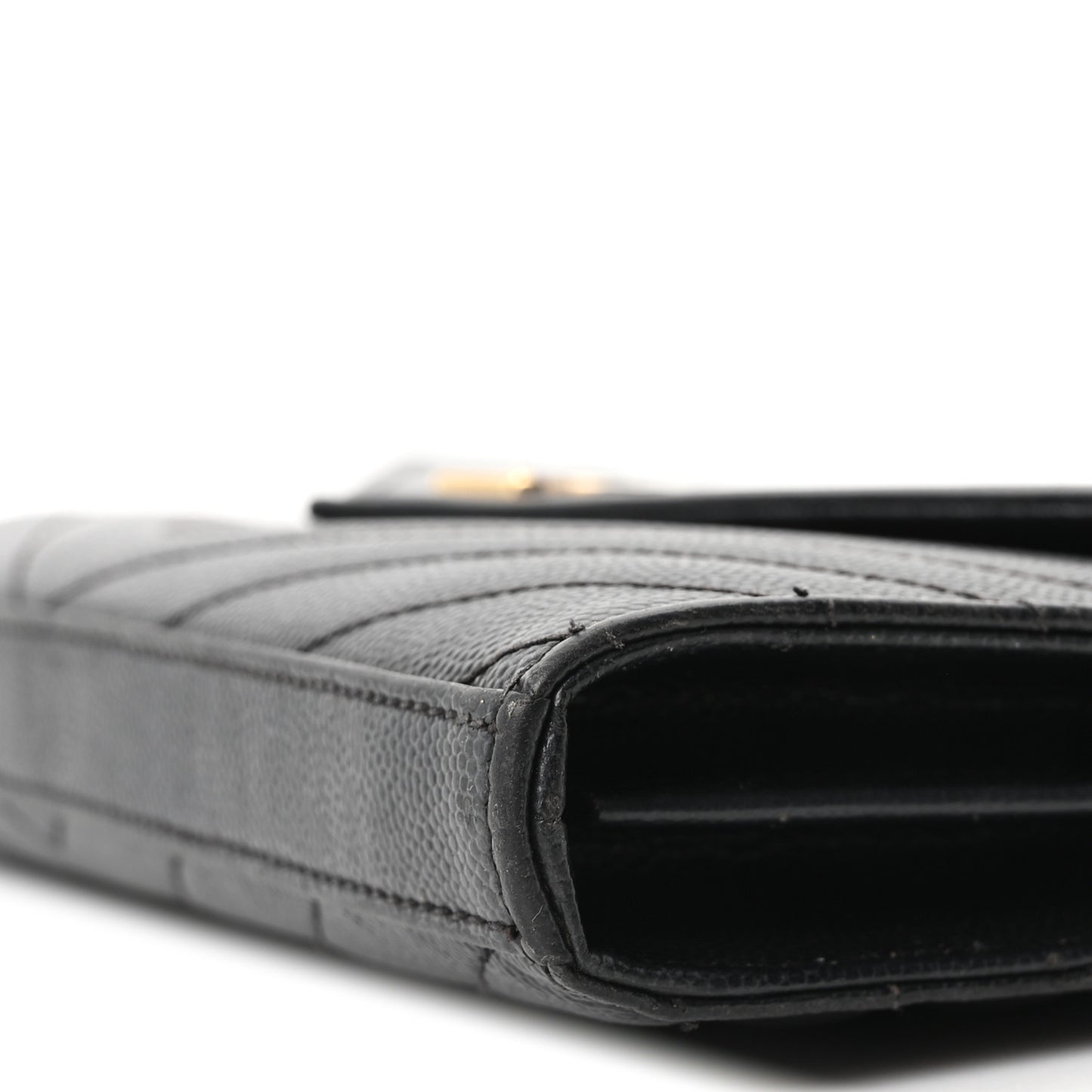 Grain De Poudre Matelasse Chevron Monogram Chain Wallet Black