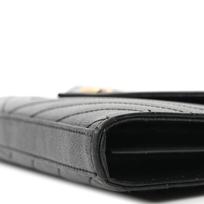 Saint Laurent Grain De Poudre Matelasse Chevron Monogram Chain Wallet Black 9 of 9