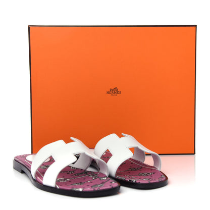 Hermes Box Calfskin Bois De Rose Oran Sandals 37.5 White 11 of 11