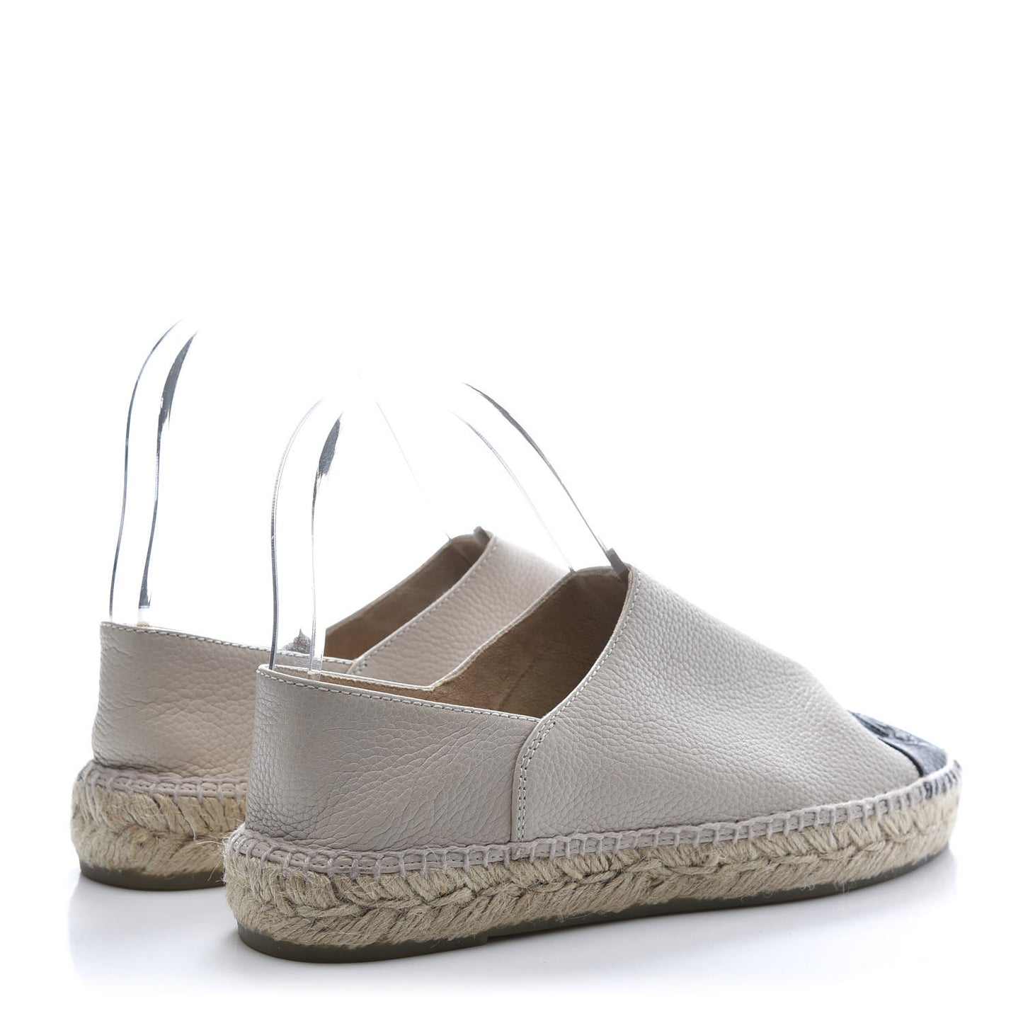 Grained Calfskin CC Espadrilles 38 Beige Black