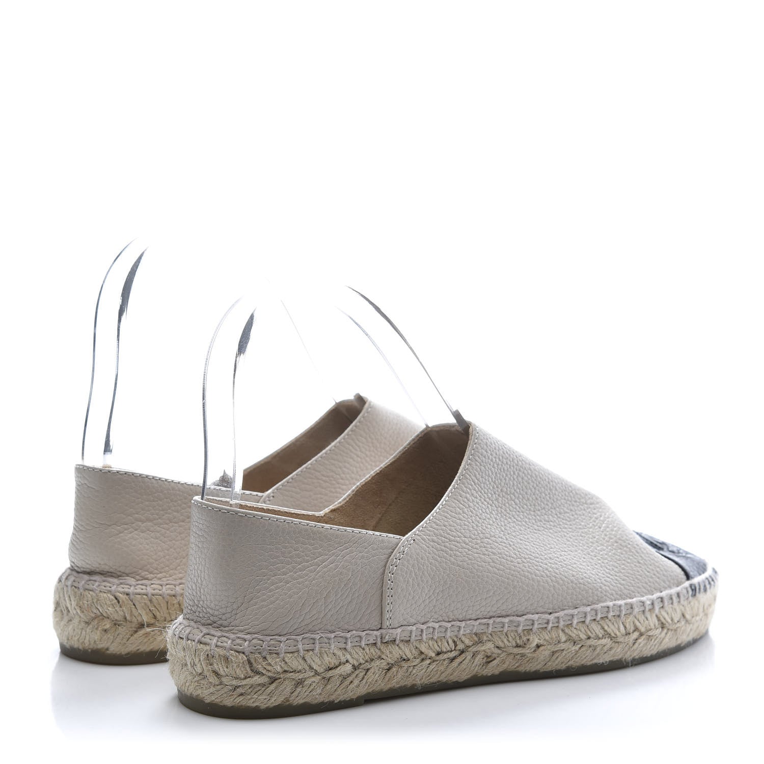 Chanel Grained Calfskin CC Espadrilles 38 Beige Black 4 of 8