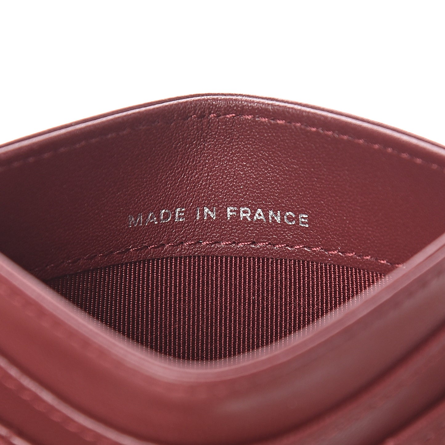 Lambskin Quilted Card Holder Burgundy