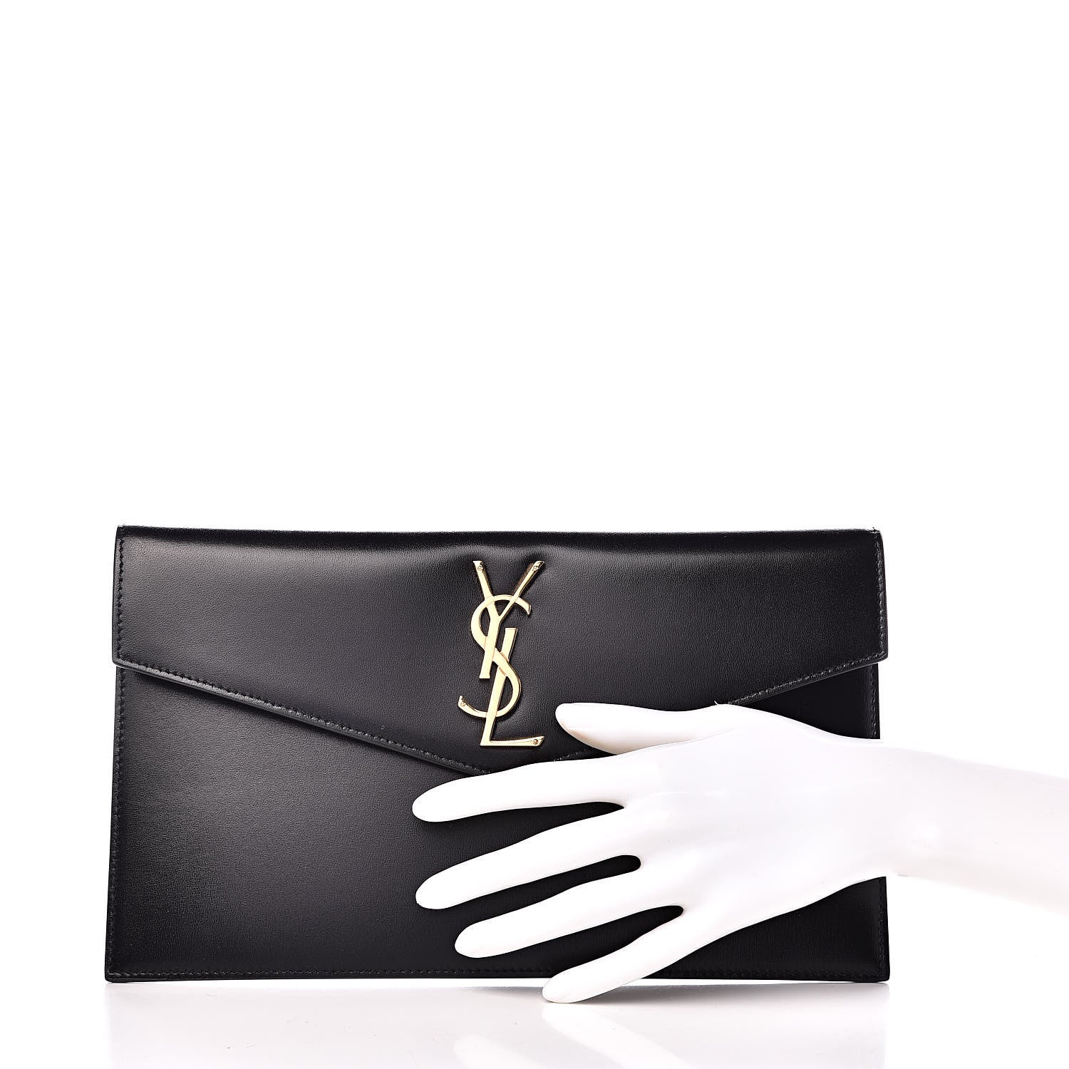 Saint Laurent Smooth Shiny Calfskin Monogram Uptown Pouch Black 2 of 7