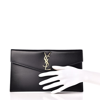 Saint Laurent Smooth Shiny Calfskin Monogram Uptown Pouch Black 2 of 7