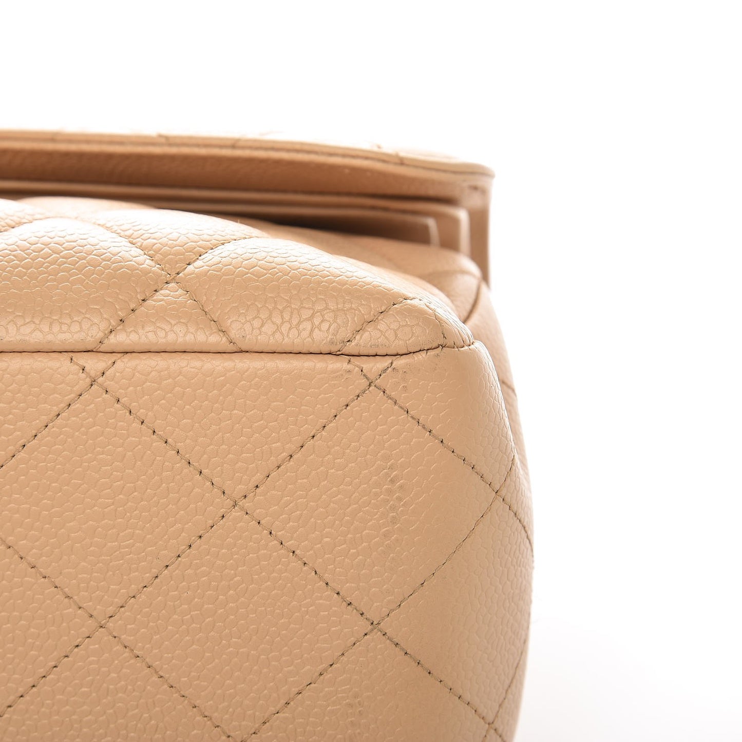 Caviar Quilted Jumbo Double Flap Beige Clair