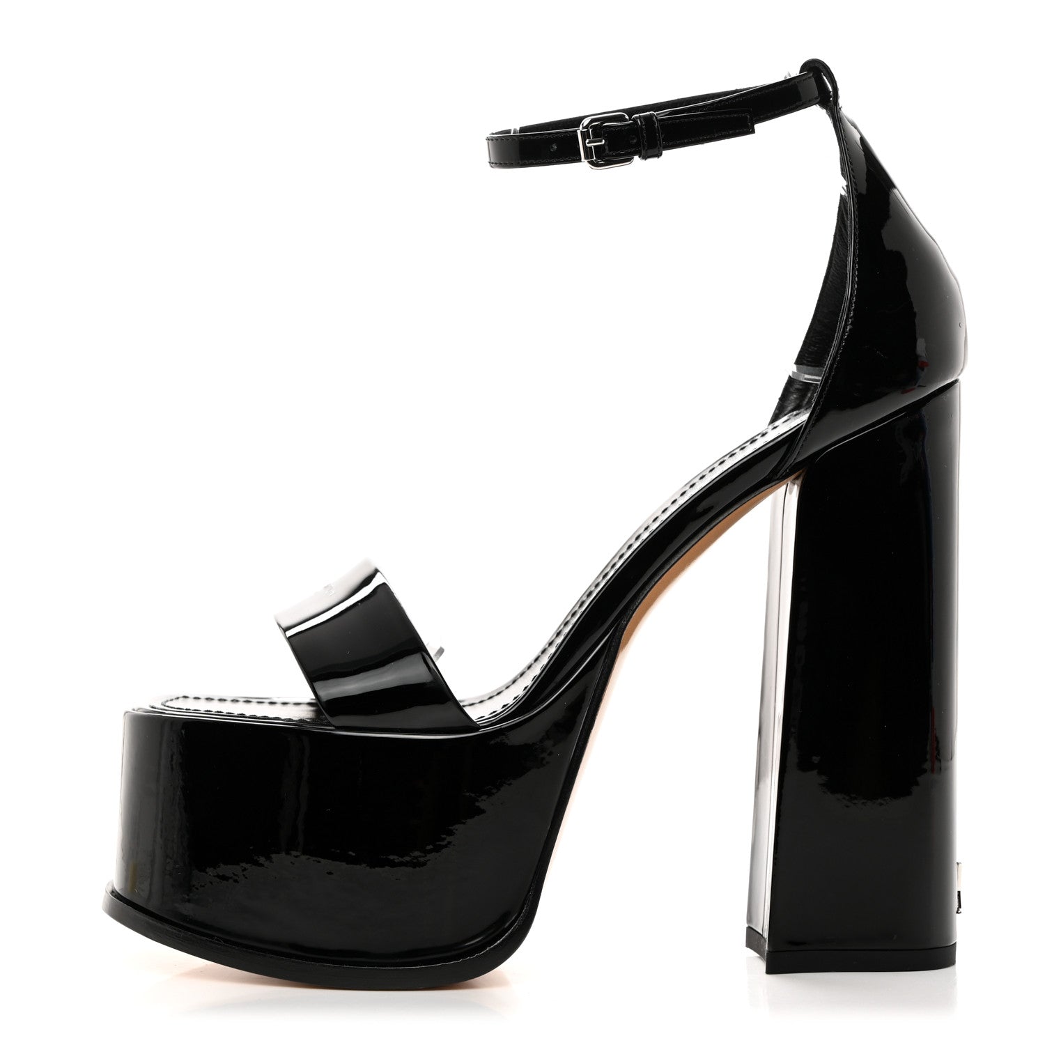 Louis Vuitton LOUIS VUITTON Patent Calfskin Fame Platform Sandal 37.5 Black 1 of 9