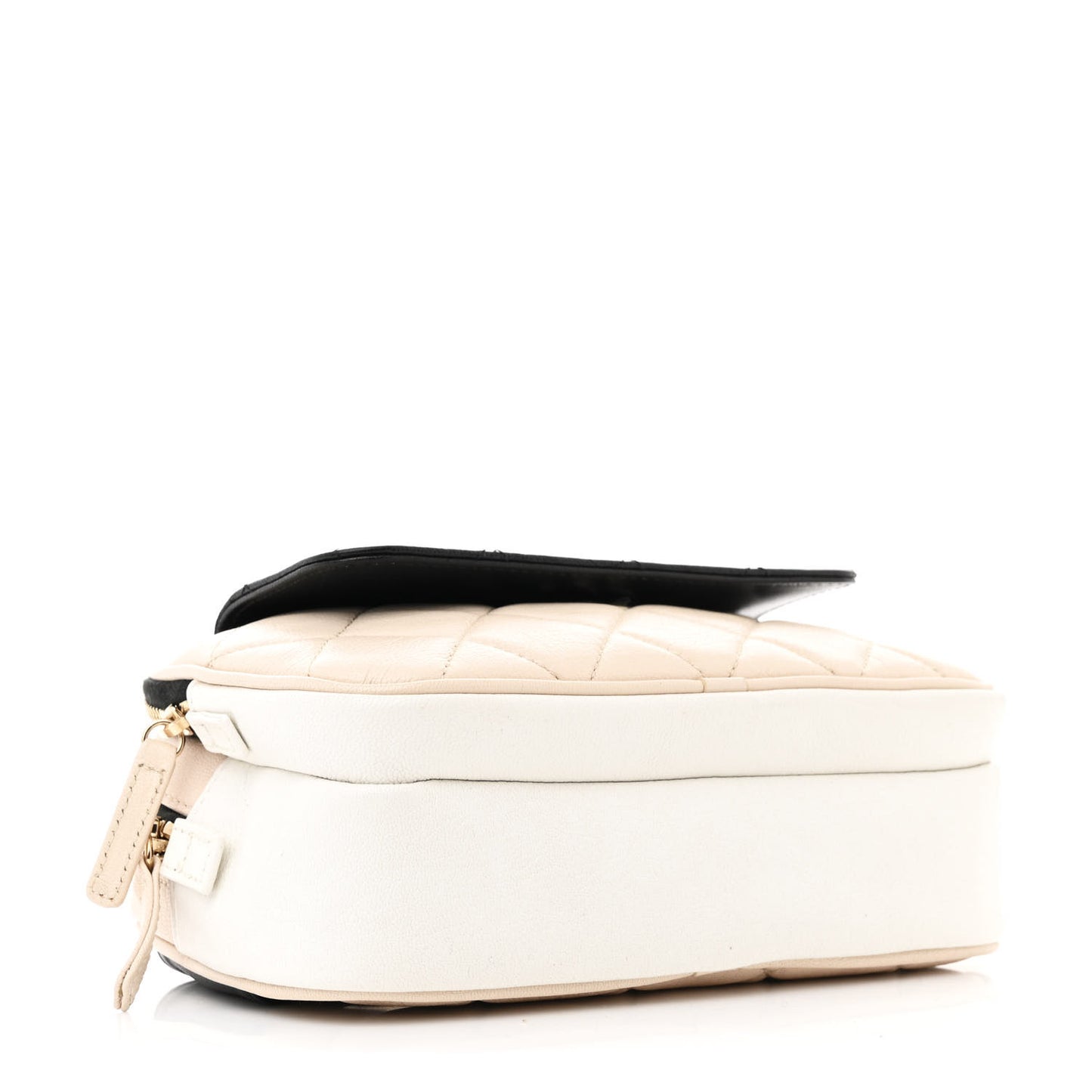 Goatskin Quilted Waist Bag Beige White Black