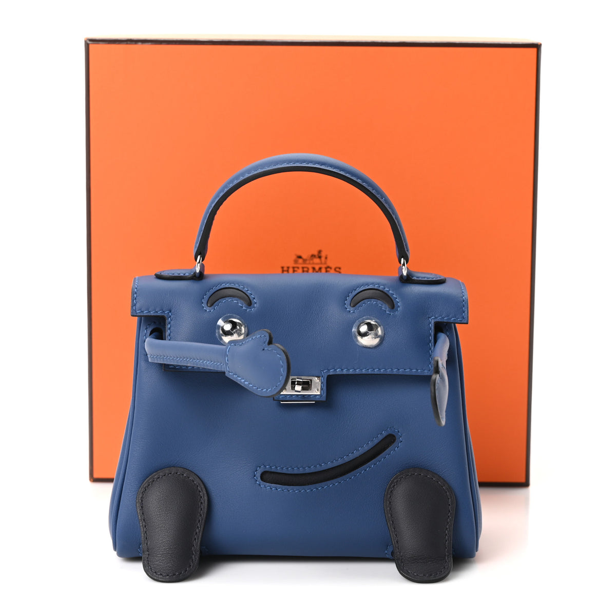 Hermes Swift Quelle Idole Kelly Doll Handbag Bleu Tie Caban 10 of 10