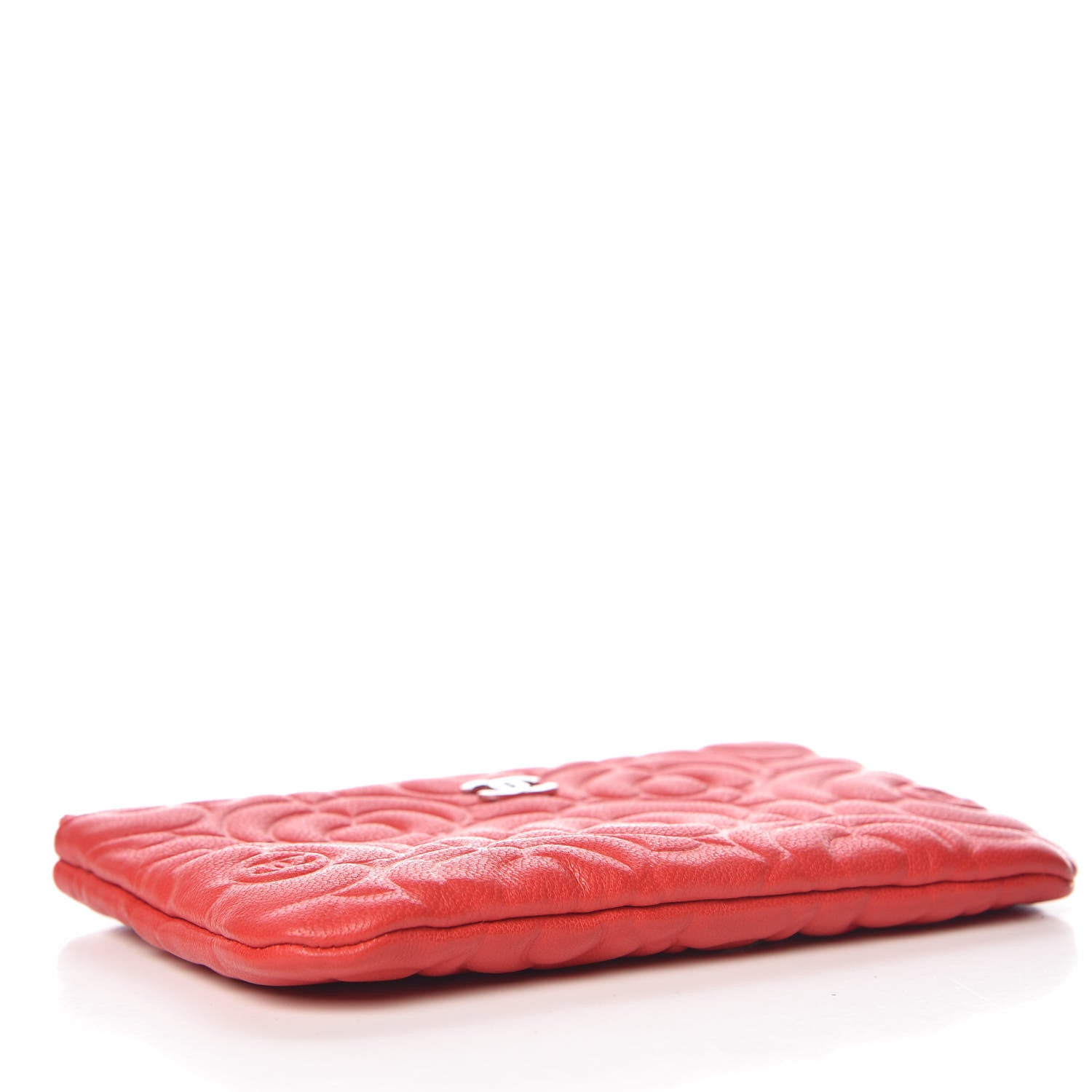 Chanel Goatskin Camellia Embossed Cosmetic Pouch Red 4 of 8