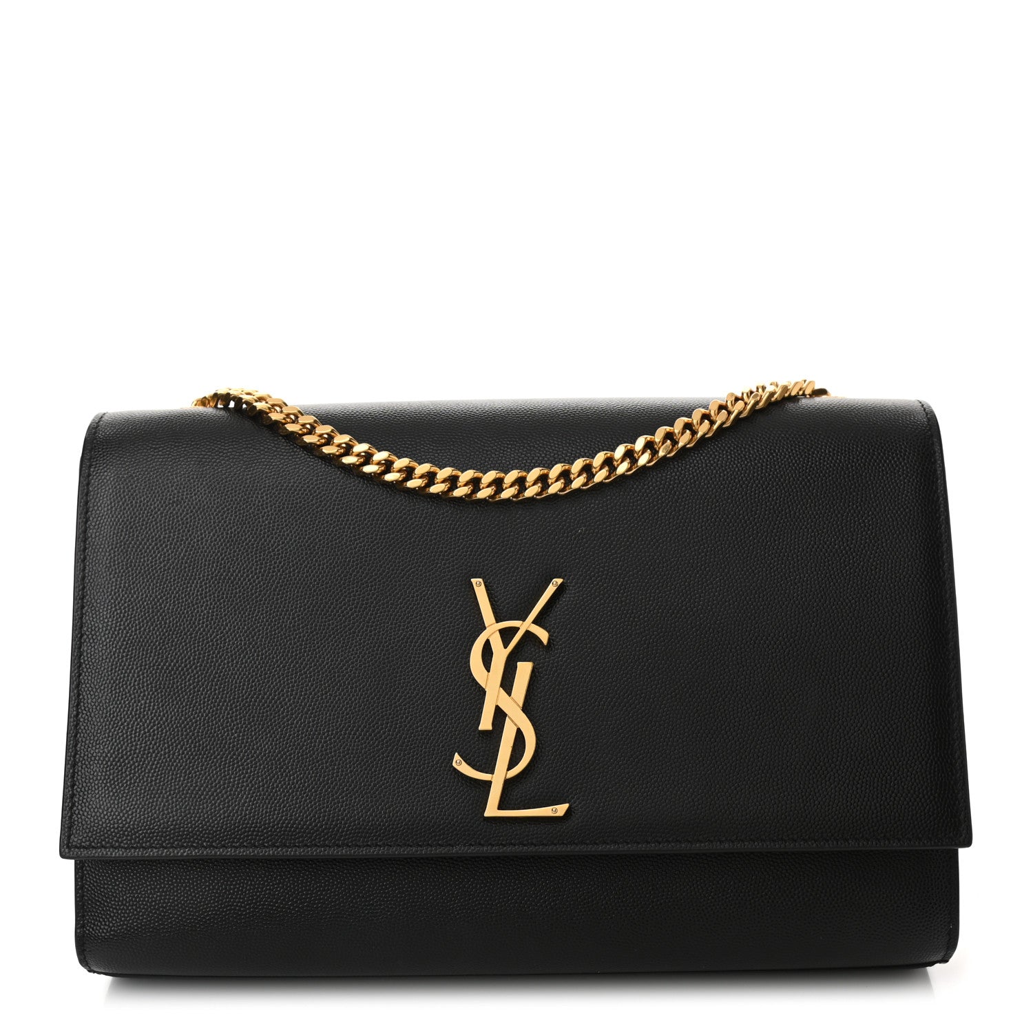 Saint Laurent Grain De Poudre Large Classic Monogram Kate Satchel Black 1 of 7