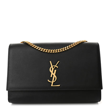Saint Laurent Grain De Poudre Large Classic Monogram Kate Satchel Black 1 of 7
