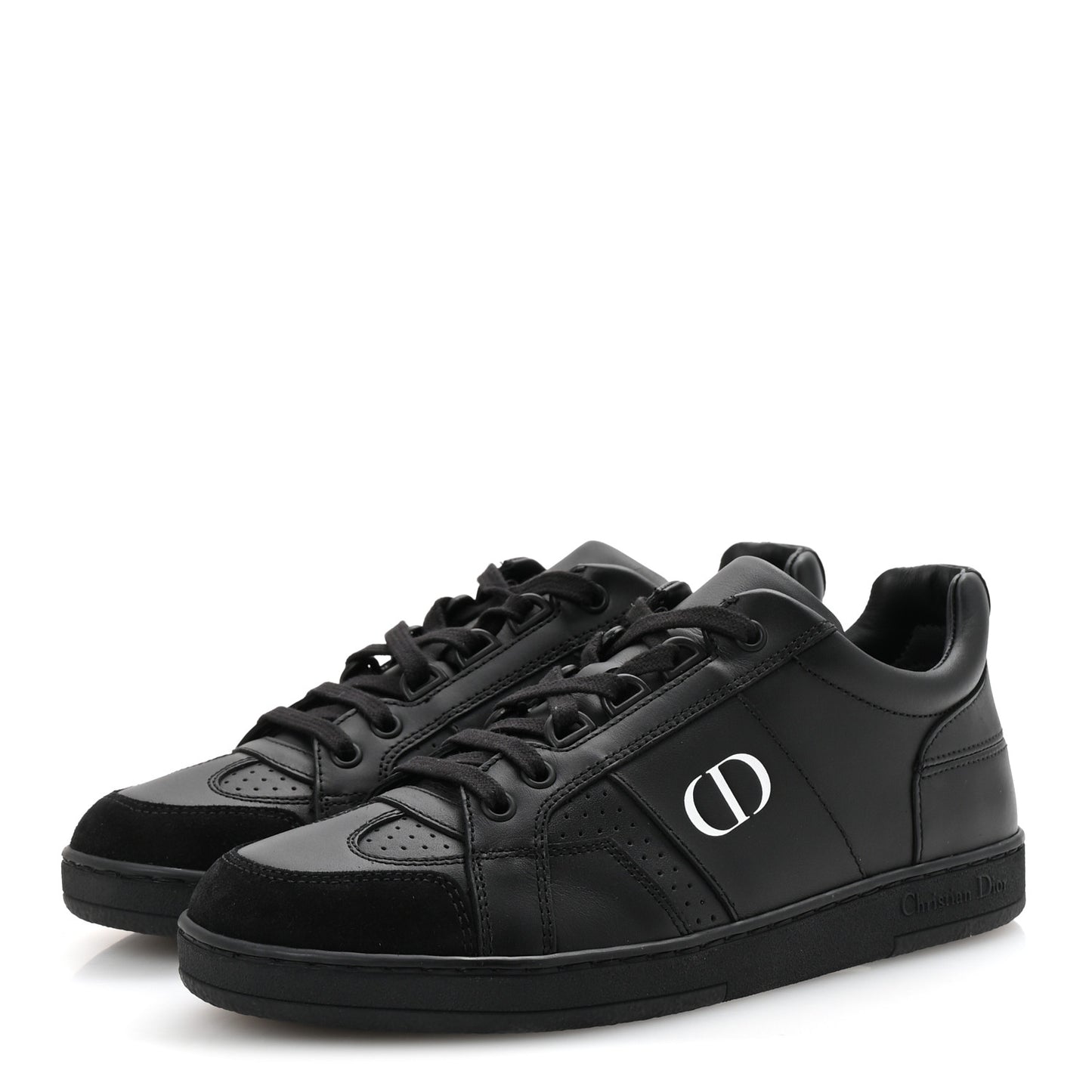 Calfskin Suede Logo Sneakers 36.5 Black