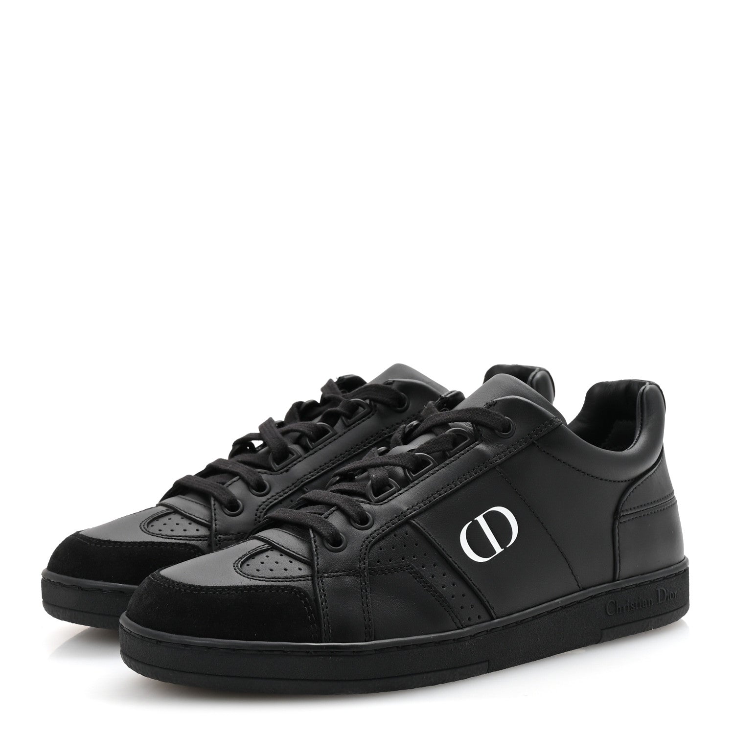 Christian Dior Calfskin Suede Logo Sneakers 36.5 Black 4 of 9