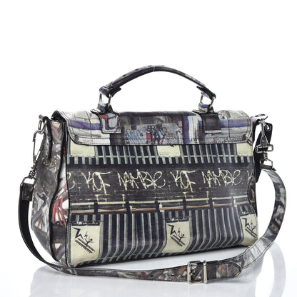 Proenza Schouler Calfskin PS1 Gotham Print Medium Satchel Fence Bike Ice 3 of 19