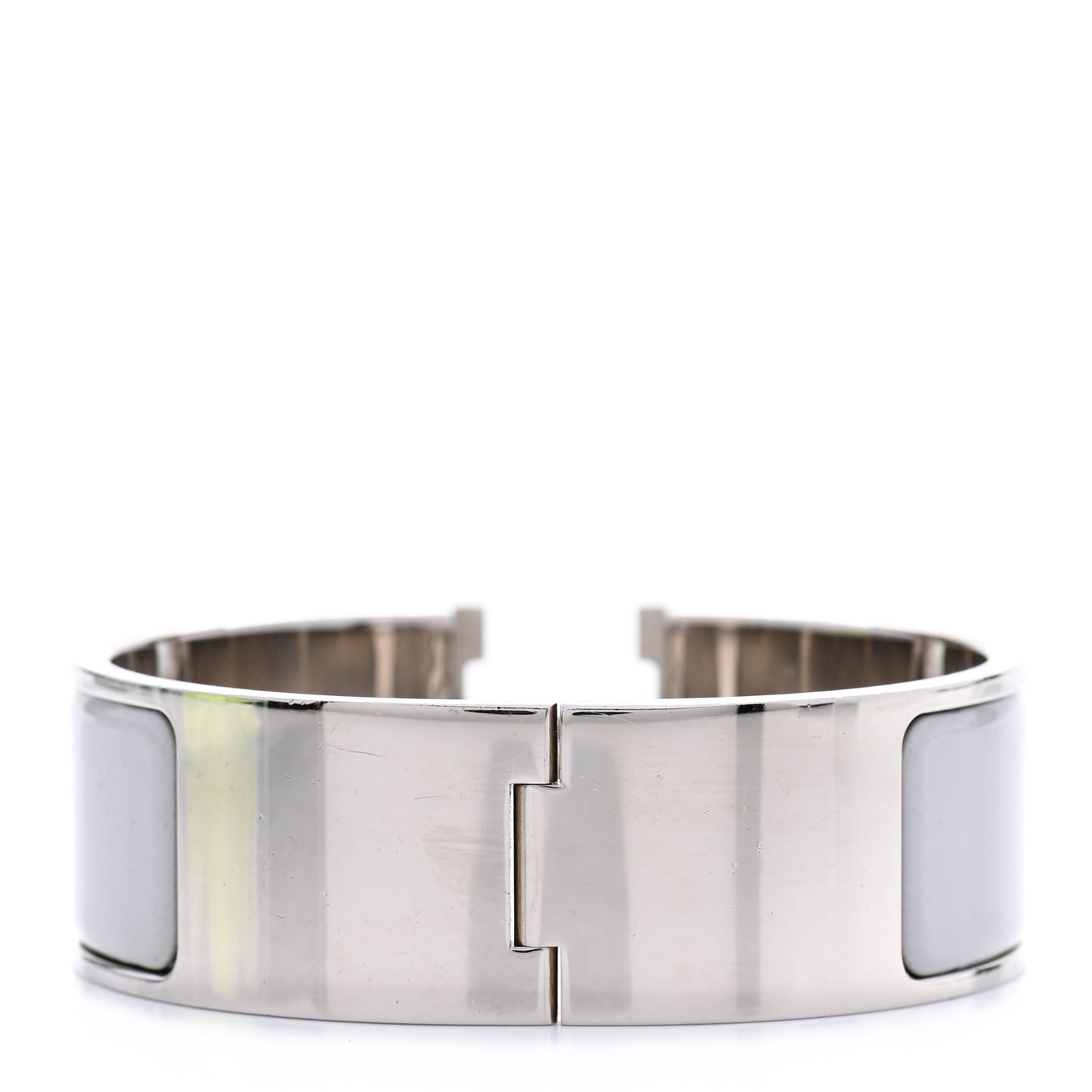 Enamel Wide Clic Clac H Bracelet PM Gris Clair White