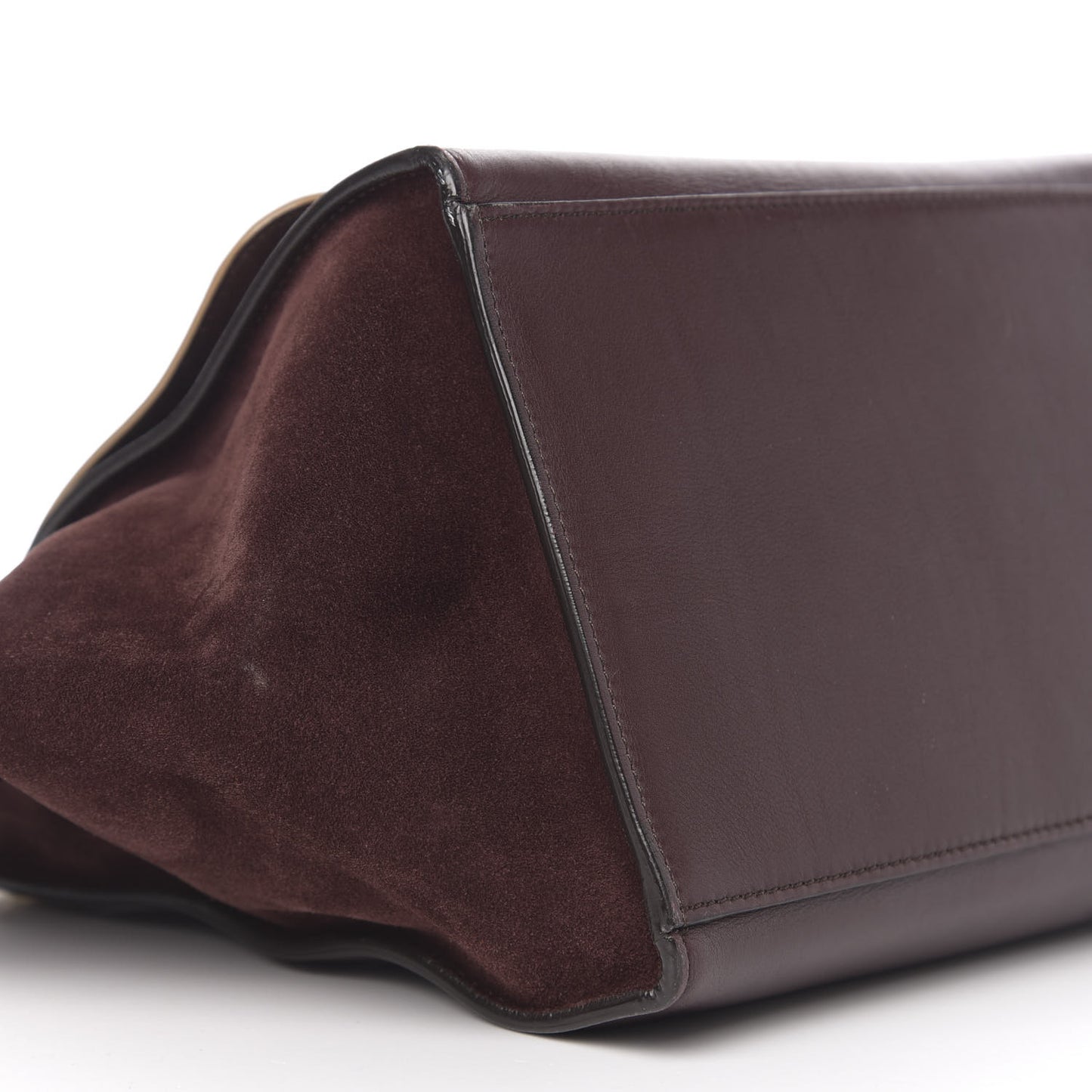 Smooth Calfskin Suede Medium Bi-Color Trapeze Burgundy