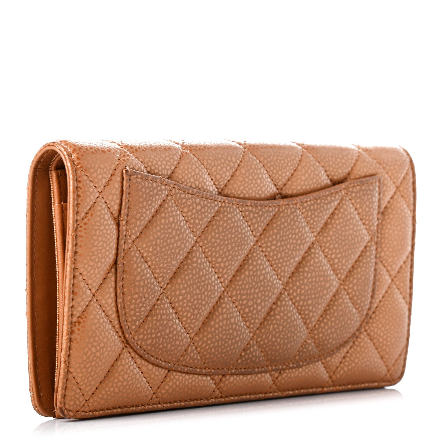 Chanel Metallic Caviar Quilted Yen Wallet Gold 3 of 8