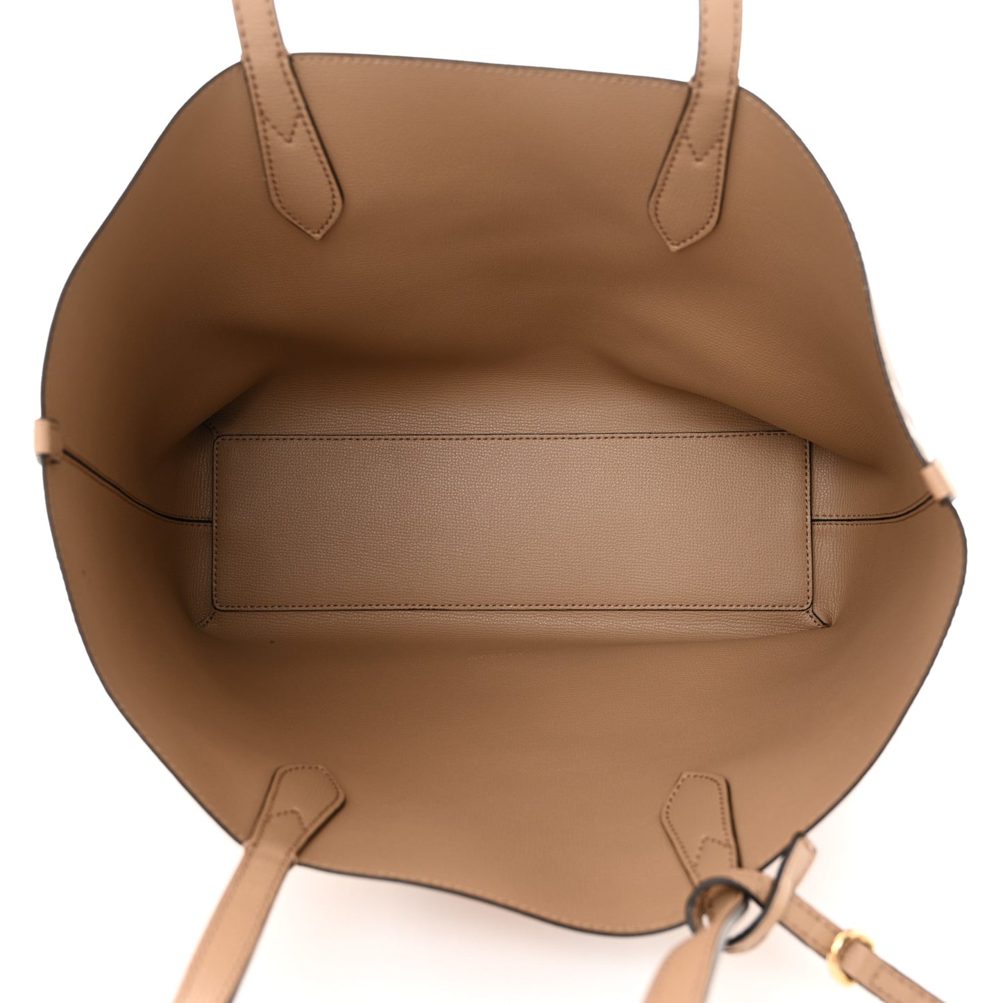 Grainy Calfskin Haymarket Check Medium Reversible Tote Camel
