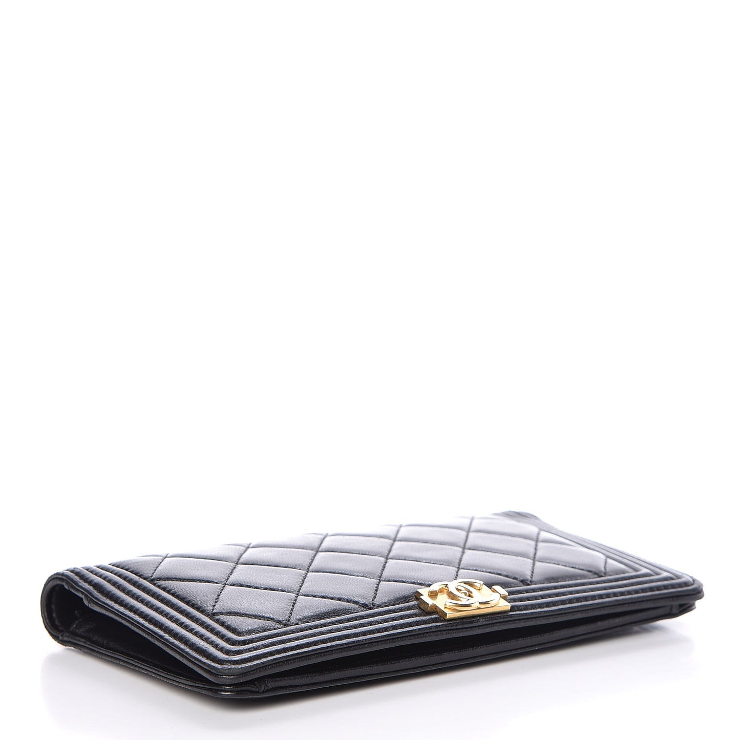 Lambskin Quilted Boy Yen Wallet Black