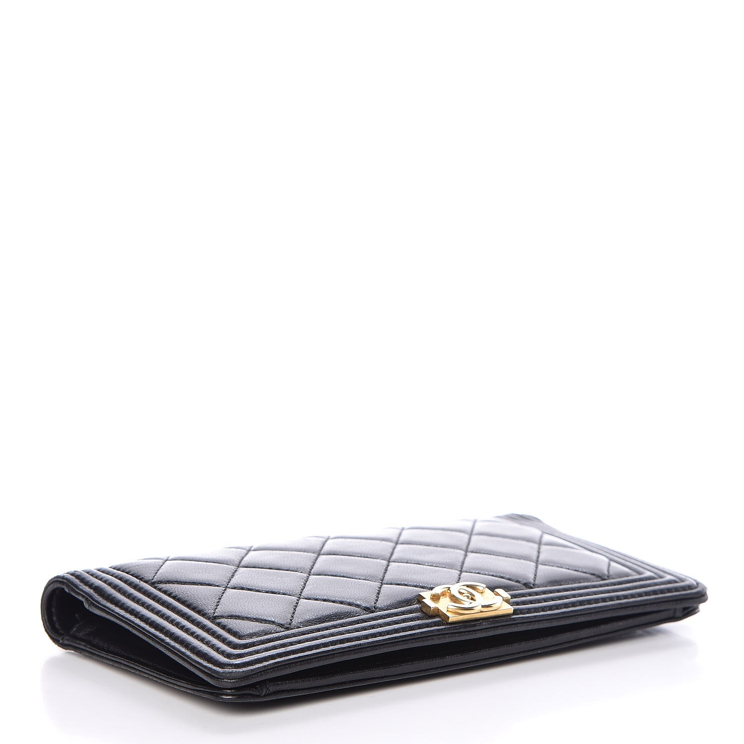 Chanel Lambskin Quilted Boy Yen Wallet Black 4 of 13